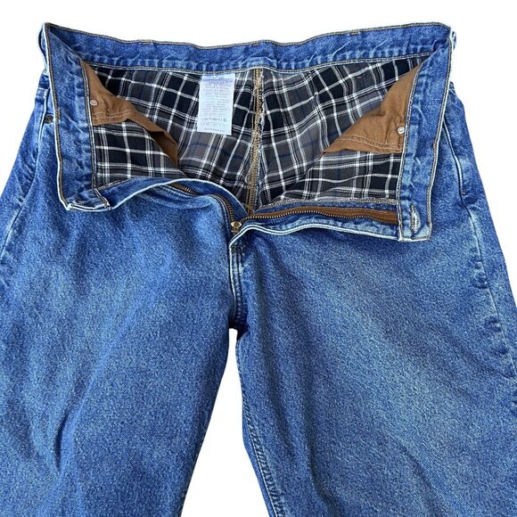 Carhartt VTG Mens 40x30 Relaxed Fit Brown Flannel Lined Jeans Heavy Duty Denim - Picture 1 of 13